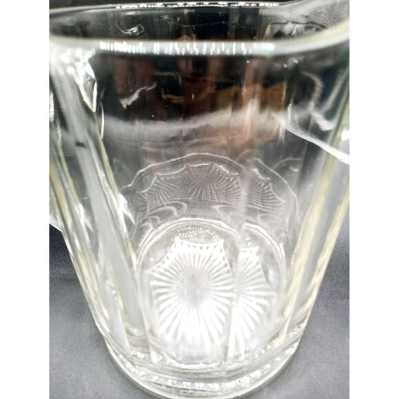 Clear Glass Pitcher Vintage Squat Indiana Glass 32 Oz Apothecary Handle Scratch - Picture 7 of 16